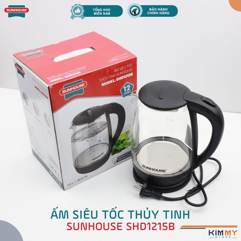 Ấm đun siêu tốc 1.8L bình thủy tinh SHD1215B - 1800W